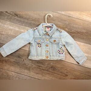 Vince Camuto Toddler Girls 2T Embroidered Denim Jacket Boho Jean Jacket